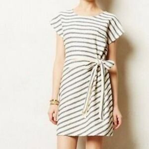 Saturday Sunday Anthropologie Cotton Side Tie Dress Black White Striped Medium